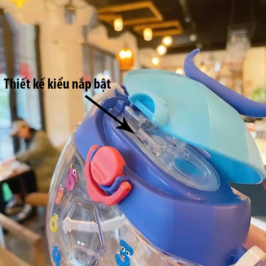 Bình Nước Nhựa . Bình Nước Em Bé Có Dây Đeo Kiểu Dáng Và Màu Sắc Tươi Tắn Dung Tích 400ML