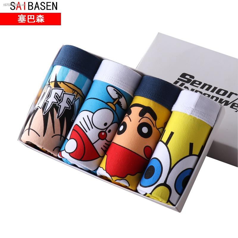 Quần Lót Boxer Cotton Thể Thao Họa Tiết Doraemon Cho Nam