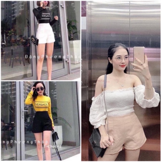 XẢ KHO - QUẦN SHORT VẢI NỮ CẠP CAO 2 MÀU ĐEN TRẮNG