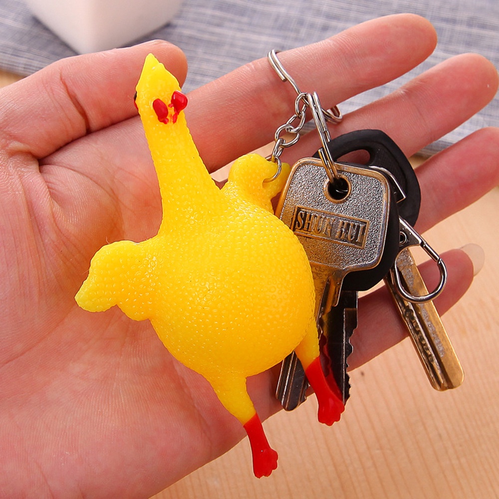 Móc Khóa Hình Chú Gà Đẻ Trứng Nhiều Màu Vui Nhộn