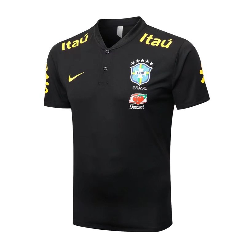 C932# Áo Thun Thể Thao Tay Ngắn Màu Đen Đội Tuyển Brazil 2223Polo