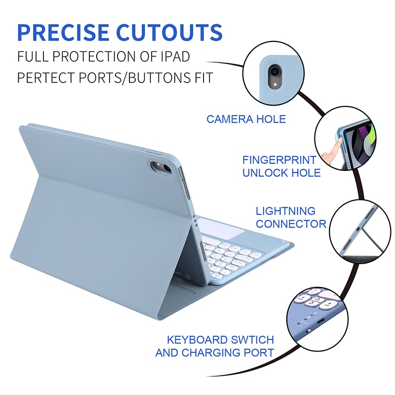 Hexu Nắp Đậy Bàn Phím Không Dây Có Nam Châm Hít Cho Ipad Pro 11 M1 2021 Air 4 4th 10.9 Gen 3 10.5 Air 2 6th 5th 9.7 7th 8th 9th 10.2 2020 2018