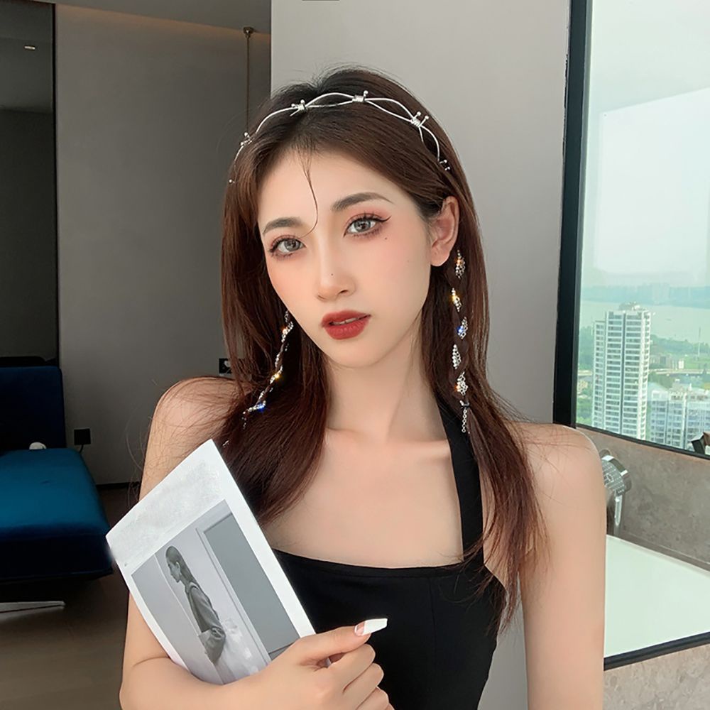 Băng đô hợp kim dáng dài phối tua rua phong cách Hàn Quốc sang trọng cho nữ