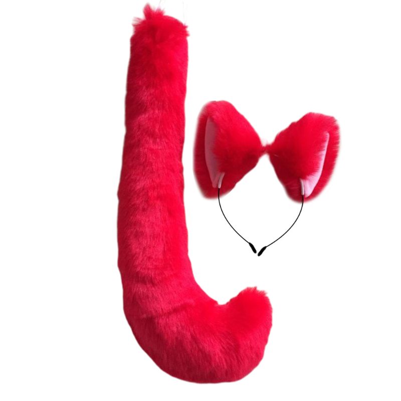 Khăn Bandana Đuôi Dài Màu Trơn Hóa Trang Mèo / Sói Bằng Bông Cho Người Lớn Và Trẻ Em