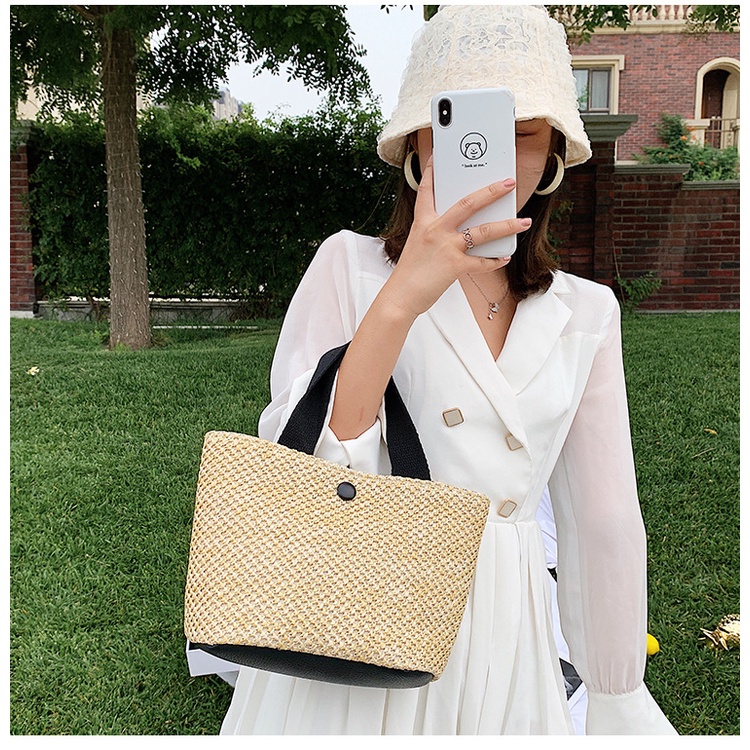 Túi Cói Mini Vintage Nữ xách tay in hình thời trang hàn quốc vải bố lanh cao cấp có khóa kéo giá rẻ Herbag Store
