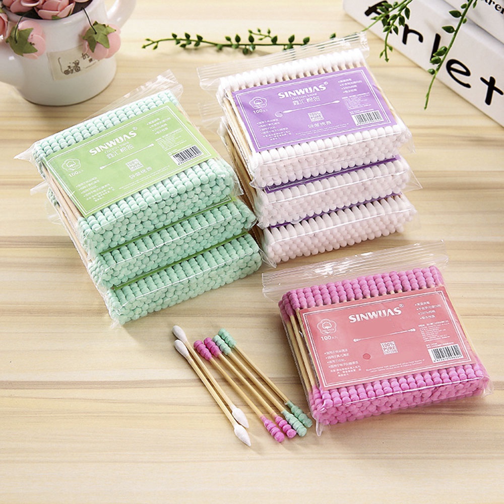 [Hàng mới về] Gói tăm bông hai đầu tẩy trang tiện dụng