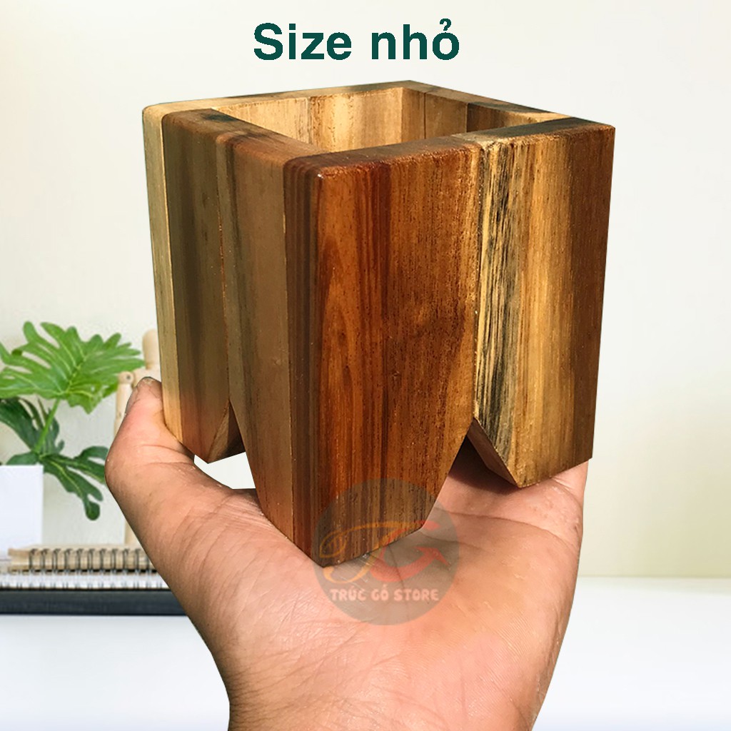 Chậu Gỗ Tự Nhiên Size 13x13 cm Trồng Cây, Hoa Kiểng, Tiểu Cảnh, Sen Đá