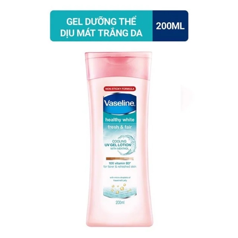 Gel dưỡng thể trắng da Vaseline Healthy White Fresh &amp; Fair 200ml