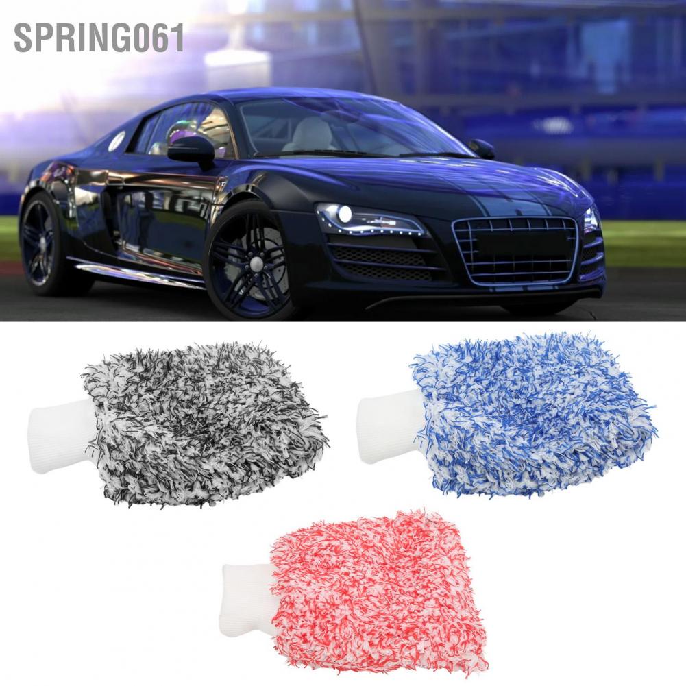 Spring061 Car Washing Glove Scratch Resistant Microfiber Double Sided Cleaning Cloth Soft Universal