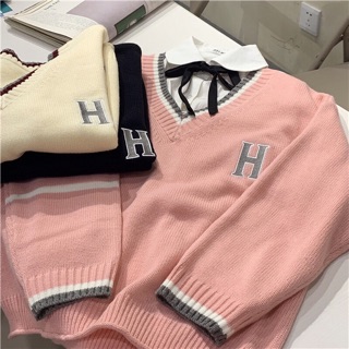 Set áo len hàn quốc kèm áo sơ mi