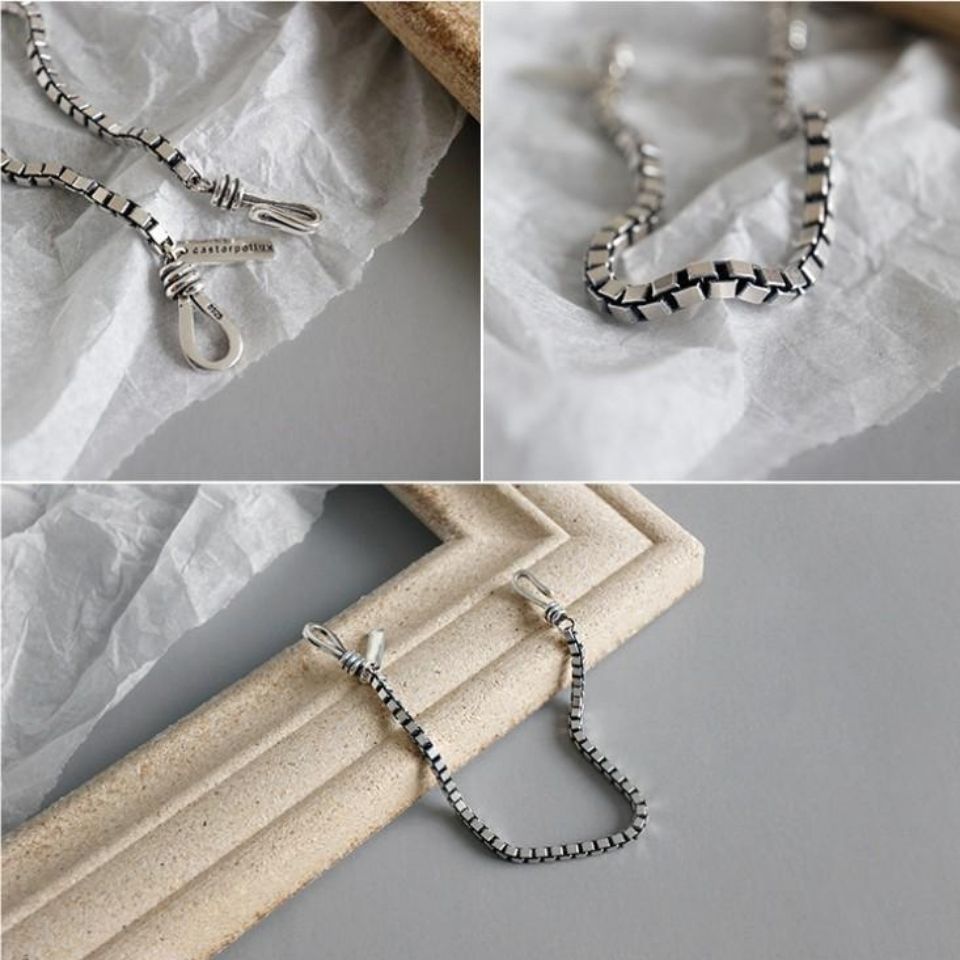 Vòng tay bạc sterling 925 phong cách công nghiệp retro thời trang đơn giản cho cặp đôi