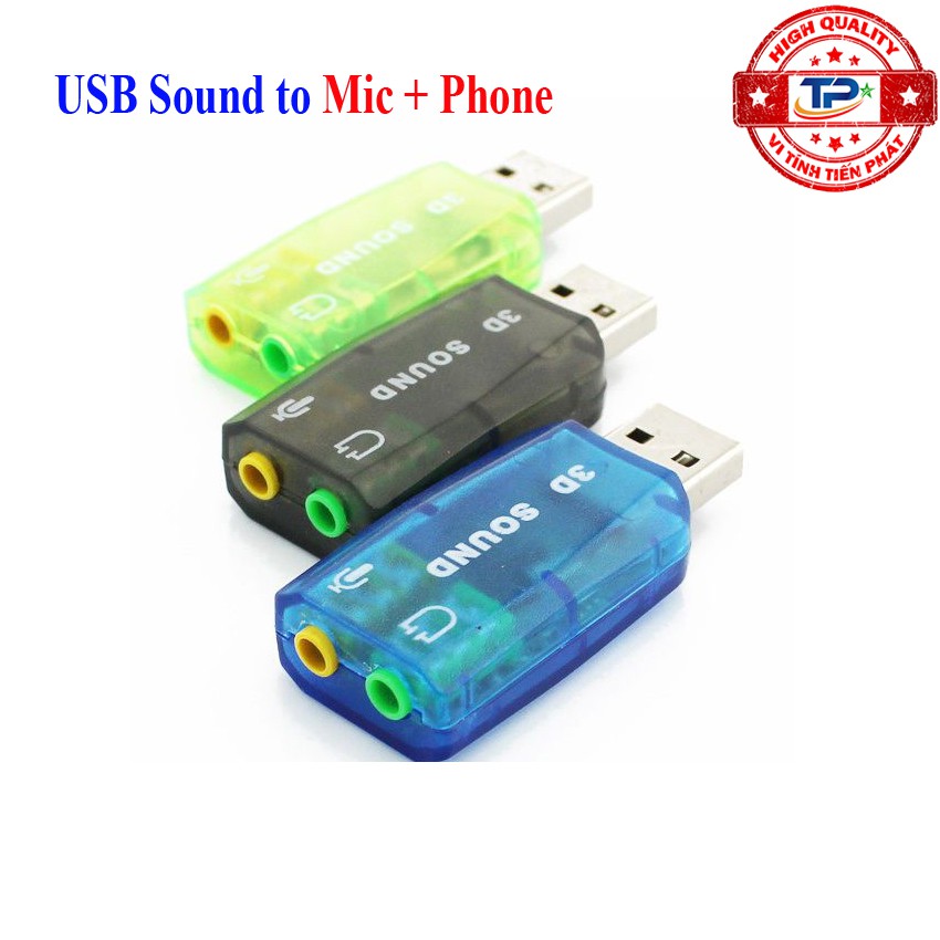 Bộ chuyển USB ra âm thanh ( cổng mic và phone 3.5mm) - USB 3D Sound Audio dùng cho máy tính PC và Laptop