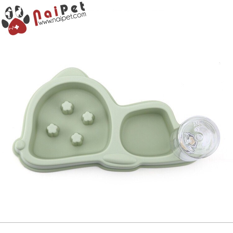 Bát Đôi Chống Ăn Nhanh Và Gắn Bình Cấp Nước Tự Động Fox Shape Dog Bowl BAU022