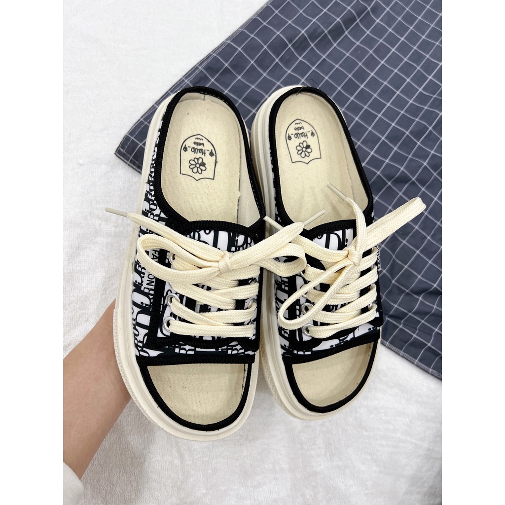 (3 MÀU) Dép sục nữ thời trang phối kẻ Jambear hót trend nữ tính