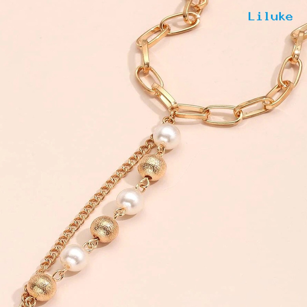 Bộ Vòng Tay Hạt Ngọc Trai Nhân Tạo Kết Nối Bằng Thép Không Gỉ