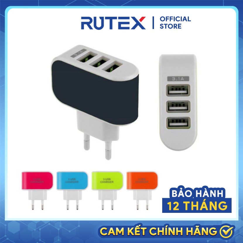 Củ Sạc Đa Năng 3 Cổng USB Tiện Lợi Cho Các Dòng Máy - RUTEX Store