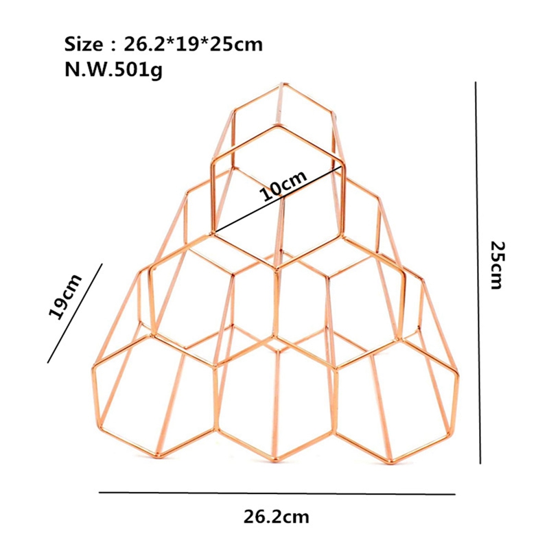 Set 1 Giá Đỡ Trưng Bày 6 Chai Rượu Vang 14.25 "màu Vàng Kim