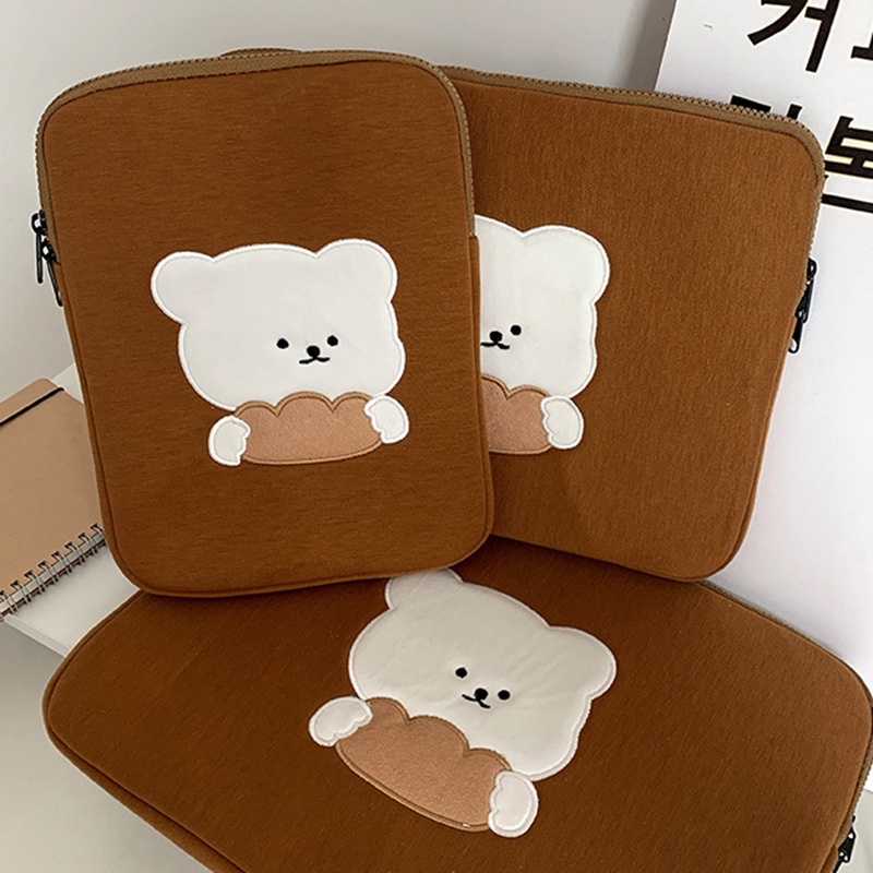 Túi Xách Đựng Máy Tính In Hình Gấu Nâu Phong Cách Hàn Quốc Cho Nữ