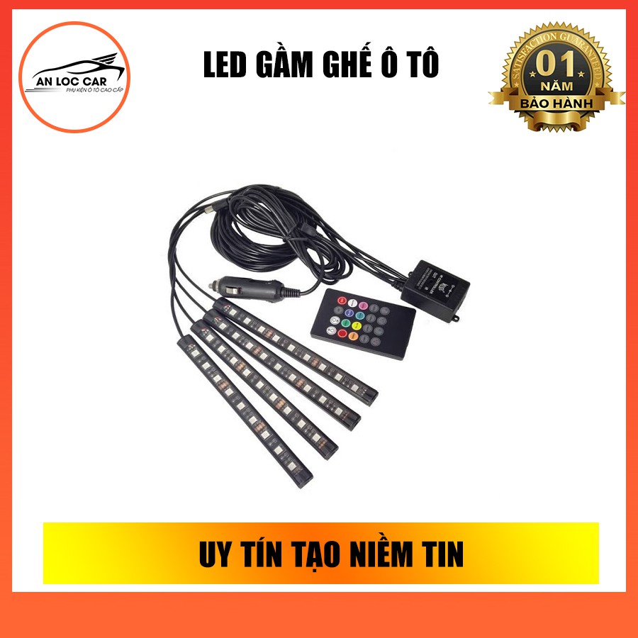 [HÀNG TUYỂN]Đèn Led Gầm Ghế Ô Tô, xe hơi loại 12 Led có điều khiển từ xa, cảm ứng âm thanh nhấp nháy theo nhạc 5.0