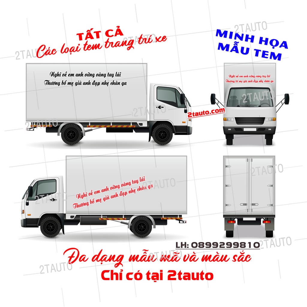 Sticker Tem Chữ NHỚ VỀ EM ANH VỮNG VÀNG TAY LÁI, THƯƠNG BỐ MẸ GIÀ ANH ĐẠP NHẸ CHÂN GA trang trí ô tải, ô tô khách, SUV