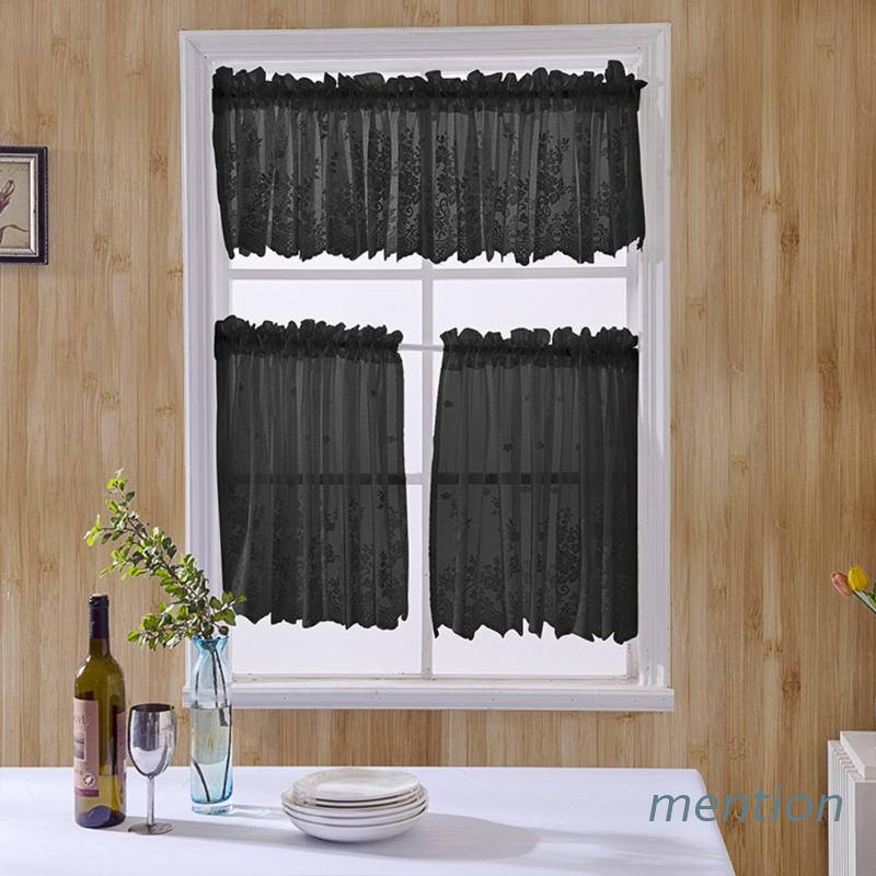 rèm cửa sổ Ngắn In Họa Tiết Hoa Phối Ren Thanh Lịch Cho Nhà Bếp