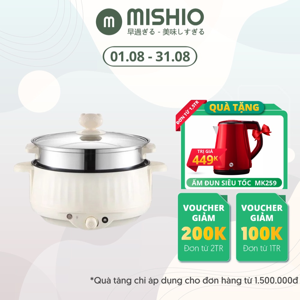 Nồi lẩu điện 3.7L Mishio MK275 kèm xửng hấp inox