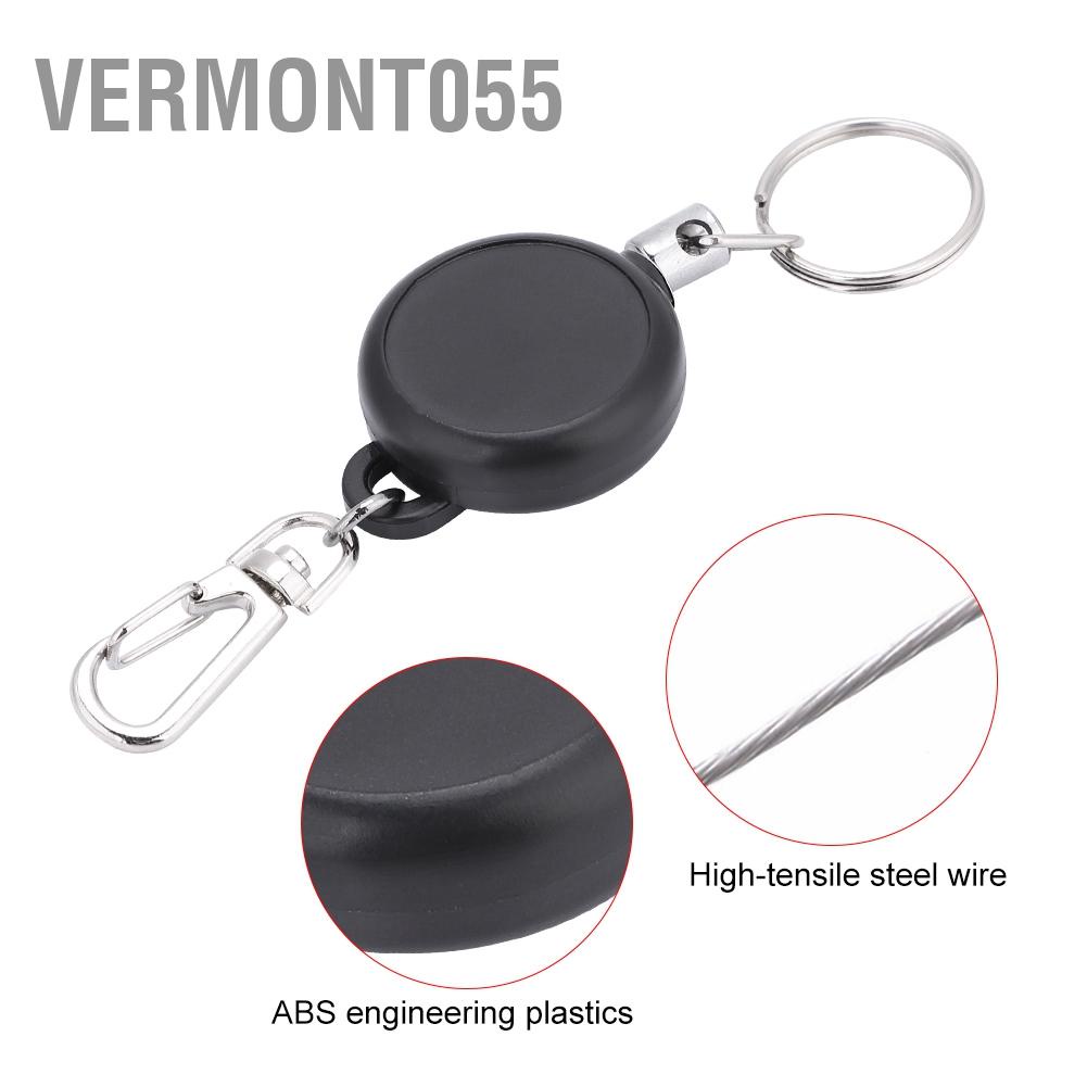Vermont055 60cm Stainless Steel Wire Rope Retractable Key Chain Stretching Clasp Anti Lose Keyring