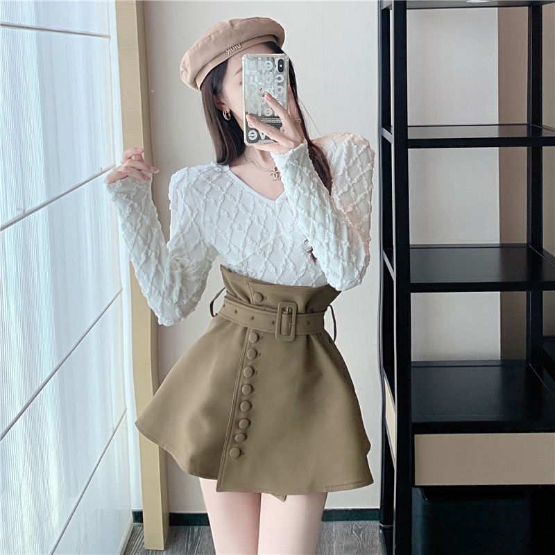 Chân váy lưng cao dáng ôm họa tiết hoa thời trang thu đông