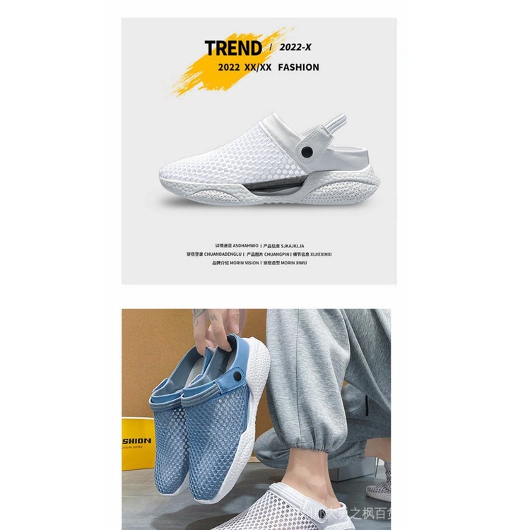 Dép Bít Mũi Đục Lỗ Thoáng Khí Khử Mùi Đế Mềm Chống Trượt Thời Trang Mùa Hè Cho Nam