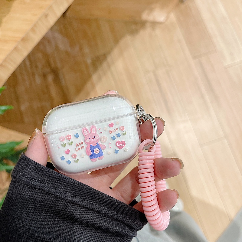 Vỏ Bảo Vệ Hộp Sạc Tai Nghe airpods 1 2 Pro 3rd Generation Pro 1/2 Trong Suốt Chống Sốc Họa Tiết Hoạt Hình Kèm Dây Đeo Kiểu Nhật Hàn