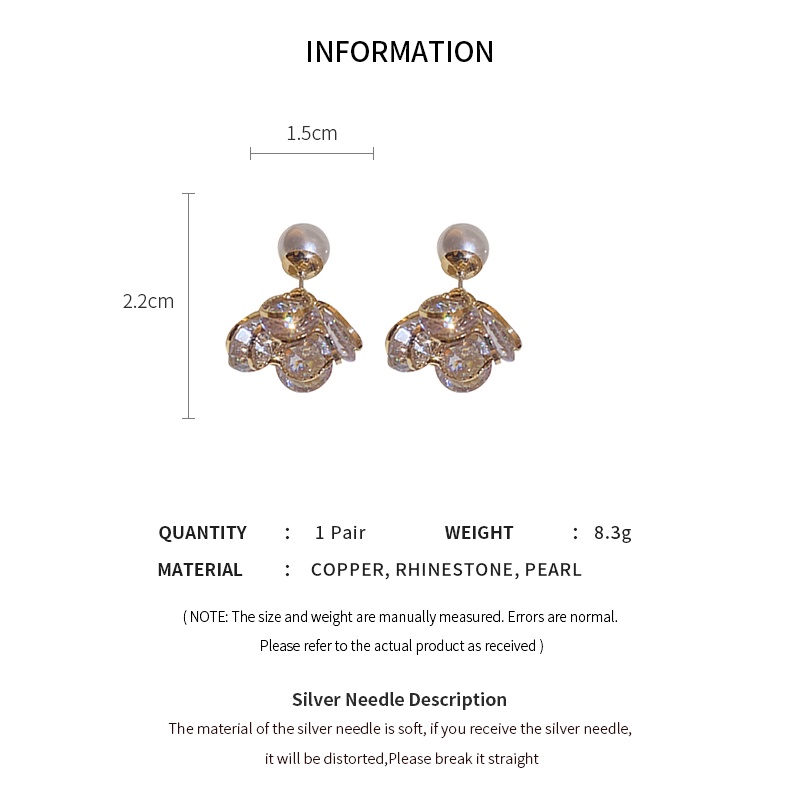 DREJEW Khuyên tai kim bạc hình lá cầu lông thiết kế thời trang Hàn Quốc