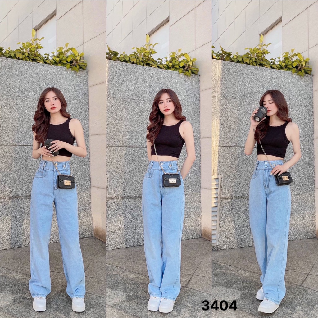 [MẪU MỚI]Quần Jean Nữ Ống Suông Cạp Cao Bản Eo To