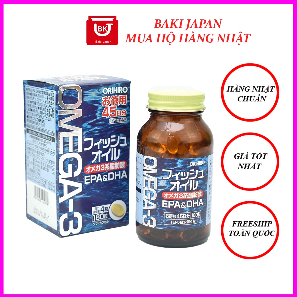 Viên uống dầu cá Omega 3 hỗ trợ tim mạch Orihiro 180