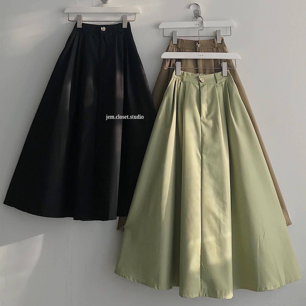 Chân váy chữ A SKALE vải thô Chân váy dài trẻ trung năng động Jem Closet Studio 3404
