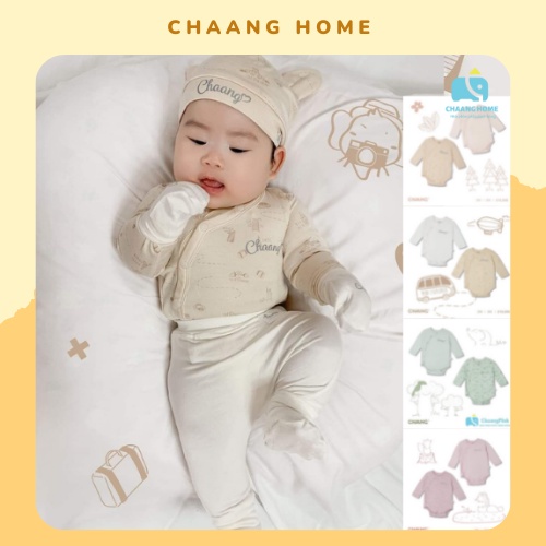 Chaang set body chip cotton dài tay Jungle cho bé trai bé gái sơ sinh