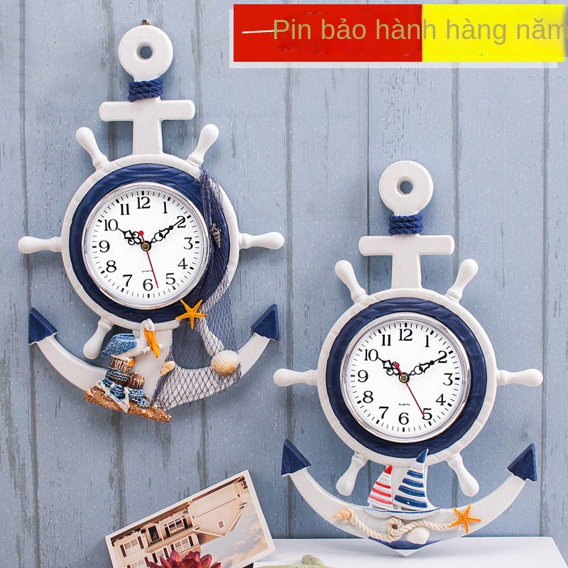 ✌Đồng hồ treo tường phòng khách đồng hồ trong nhà tắt tiếng ròng màu đỏ phong cách châu Âu học sinh tiểu học đồng hồ tre
