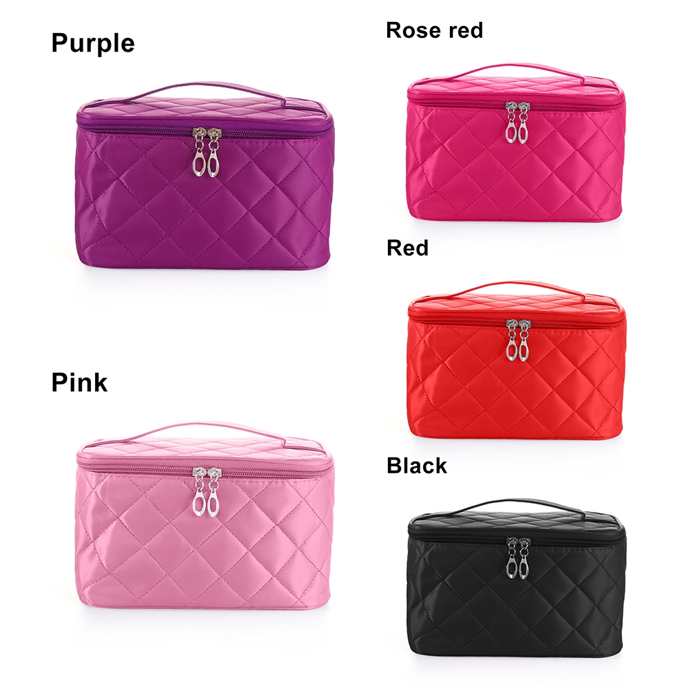 Hộp Đựng Mỹ Phẩm Hình Oval Bằng Vải Họa Tiết Kim Cương Chống Thấm Nước