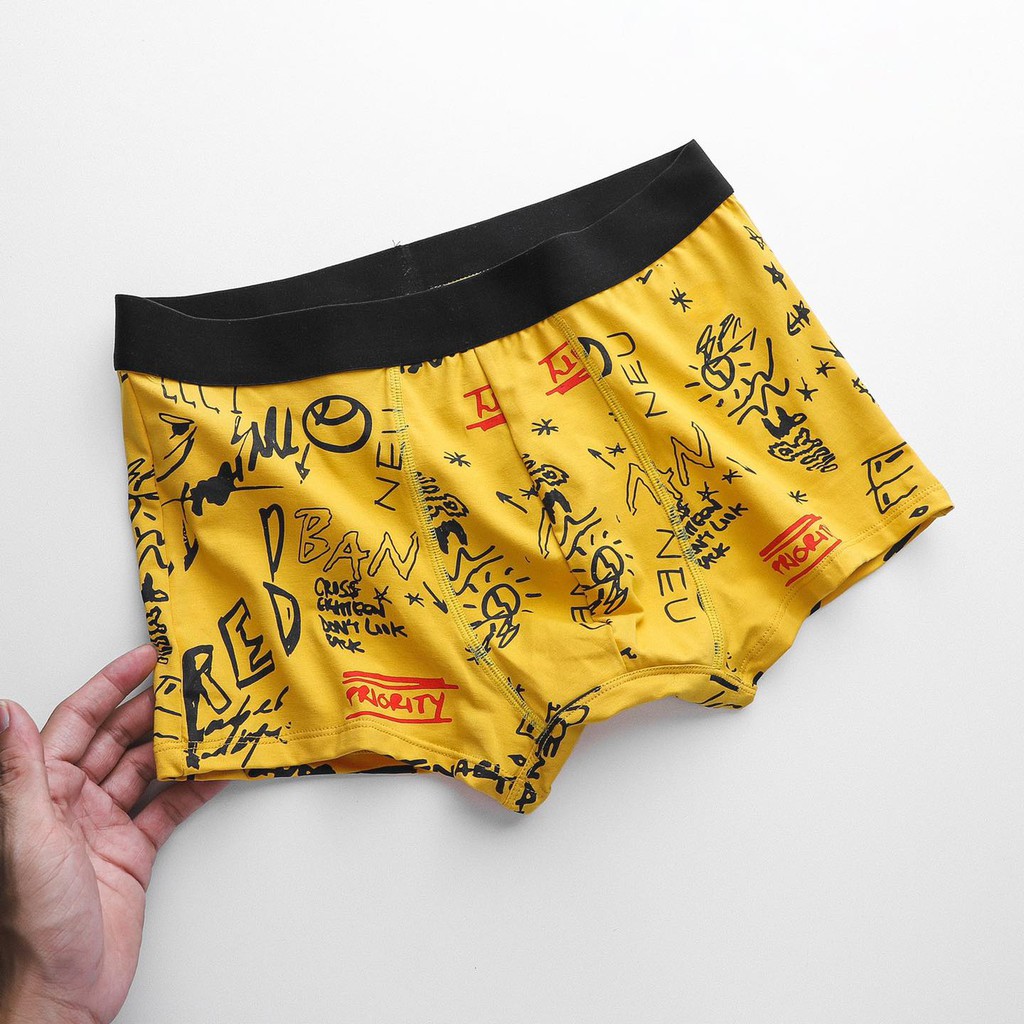 Quần lót boxer nam hoạ tiết siêu cute, Vải cotton mát mịn, co dãn tốt 3365