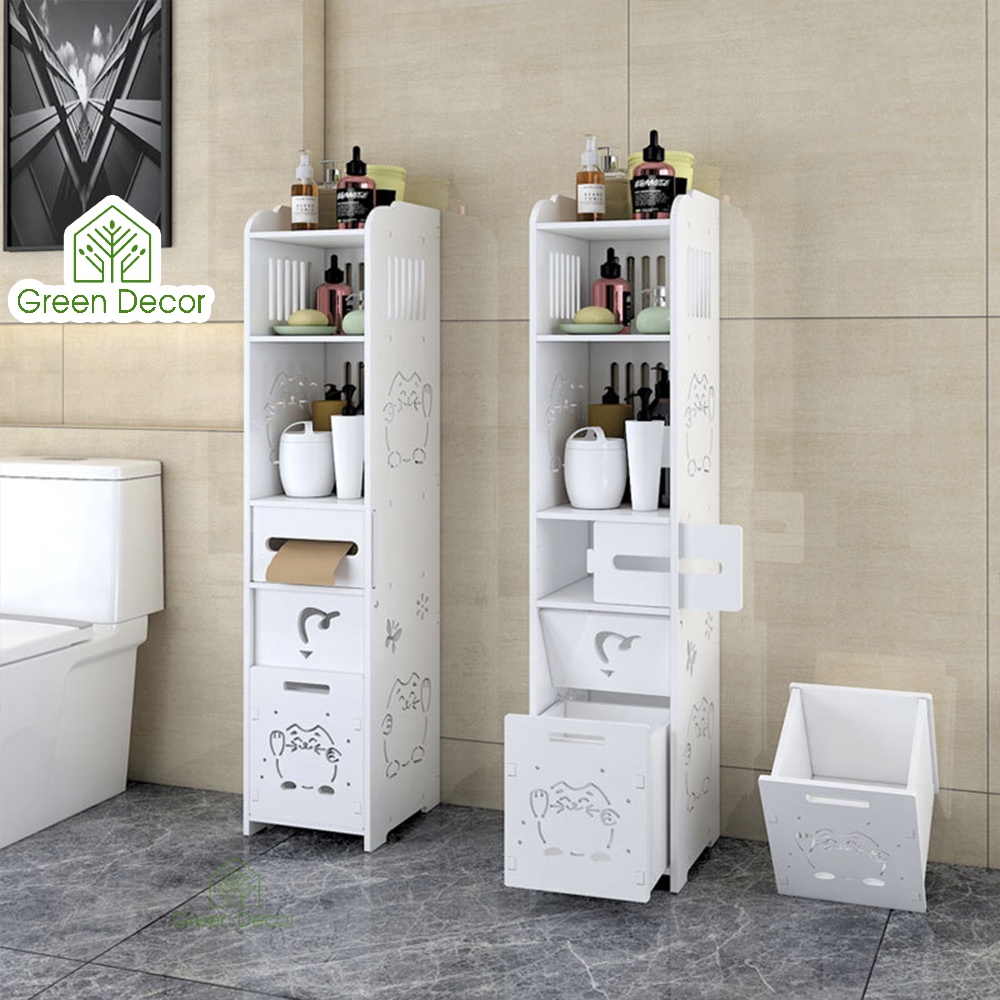 Tủ nhà tắm, Tủ đựng đồ nhà tắm chống nước, chống mốc 100%, màu trắng - Green Decor