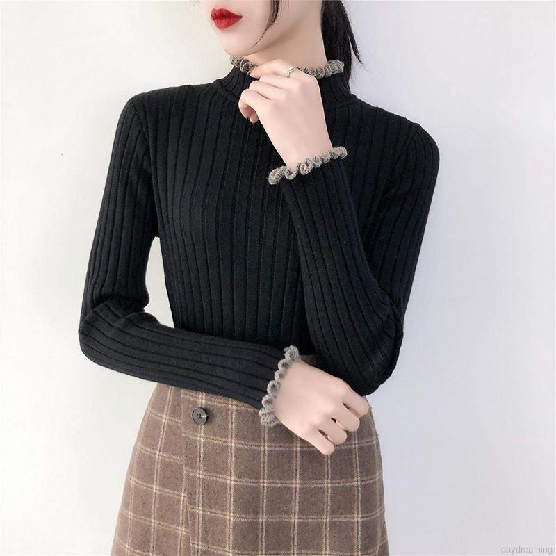 Áo len thời trang dáng ôm cổ lọ tay dài màu trơn cho phái nữ | BigBuy360 - bigbuy360.vn