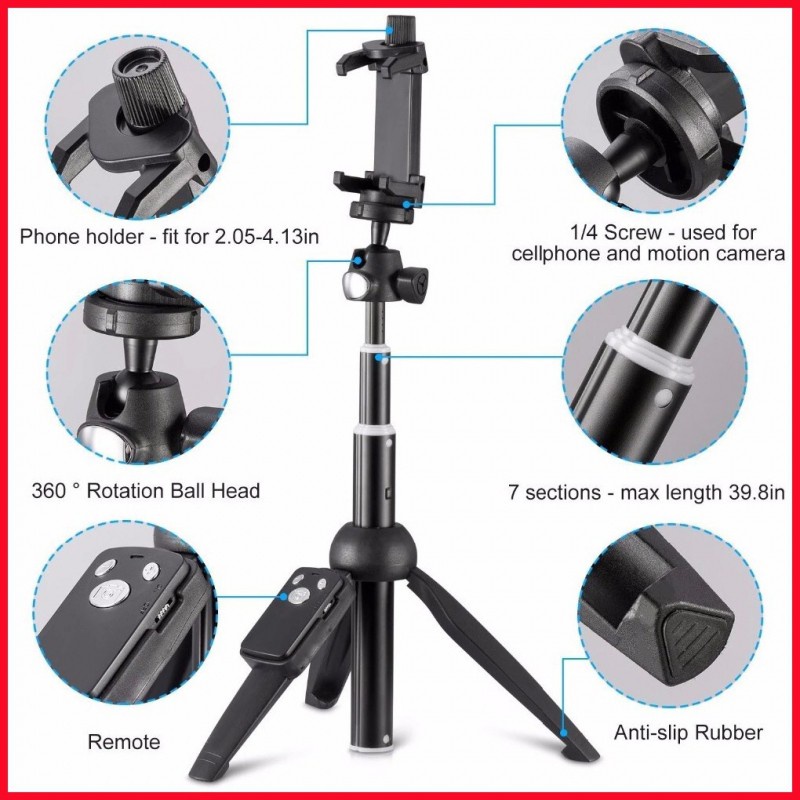Gậy Chụp Hình, Gậy Tự Sướng Kiêm Chân Tripod YT-1228 Nhỏ Gọn Kèm Tay Remote Bluetooth | BigBuy360 - bigbuy360.vn