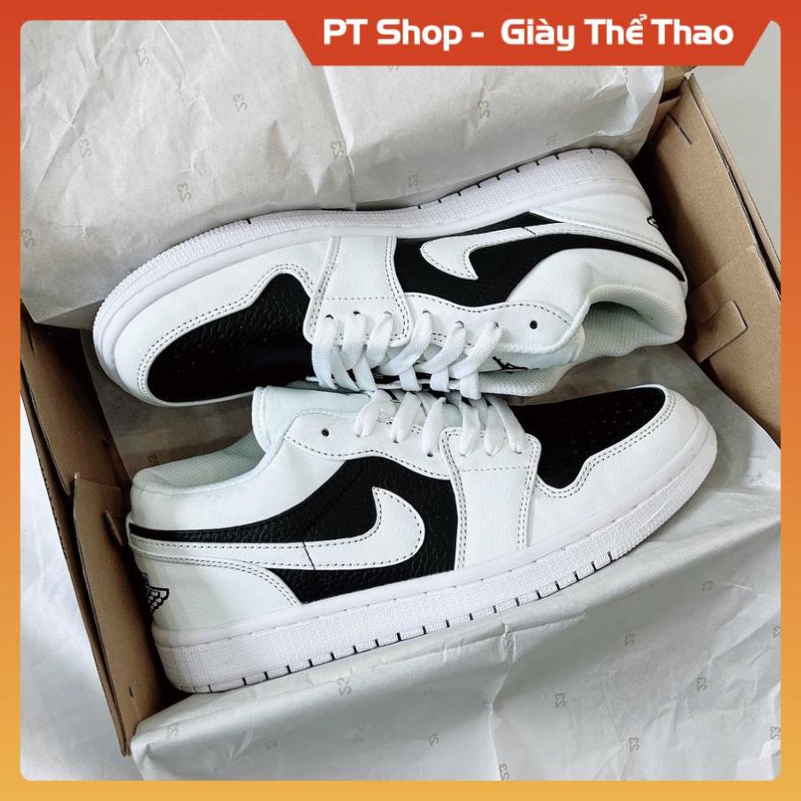 [FreeShip + Hàng Cao Cấp] Giày Thể Thao Nam Nữ JD Thấp 1 Low Panda Trắng Đen Logo Trắng