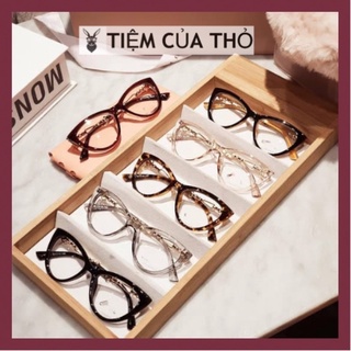 Gọng kính cận nữ, form mắt mèo cốt kim loại Tiệm của thỏ 3386