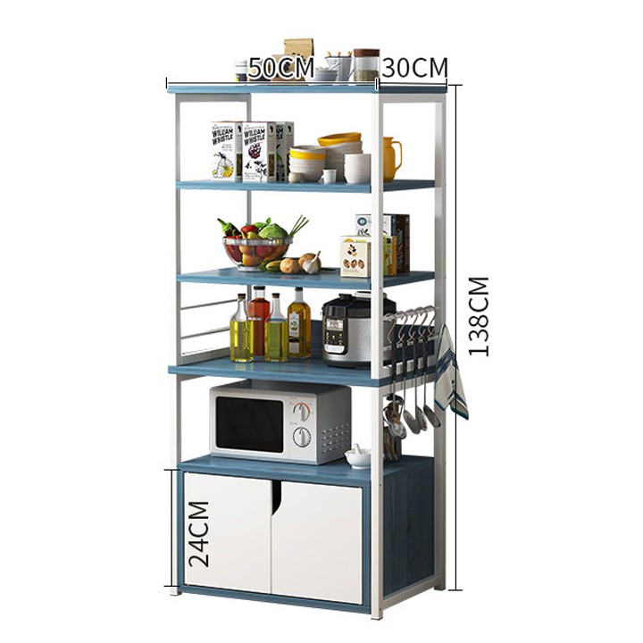 Kệ lò vi sóng 5 tầng để gia vị, chén bát nhà bếp - Tủ gỗ khung sắt để đồ thông minh - Kệ bếp đa năng decor đẹp | BigBuy360 - bigbuy360.vn