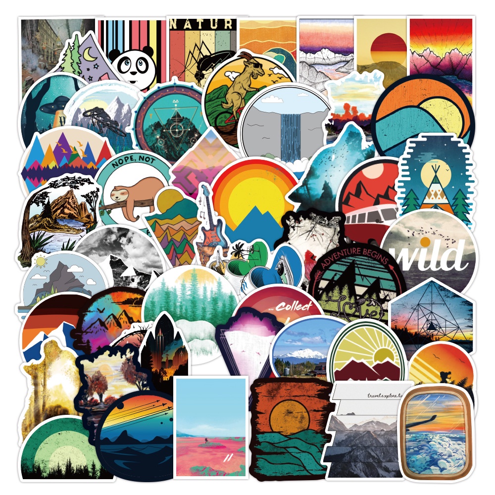 Bộ 50 Miếng Dán Graffiti Chống Thấm Nước Trang Trí Laptop/Va Li