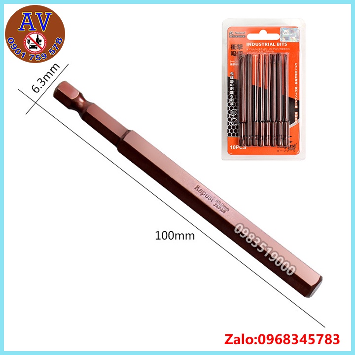Bộ 8 lục giác cho máy khoan, máy bắn vít dài 100mm KAPUSI JAPAN