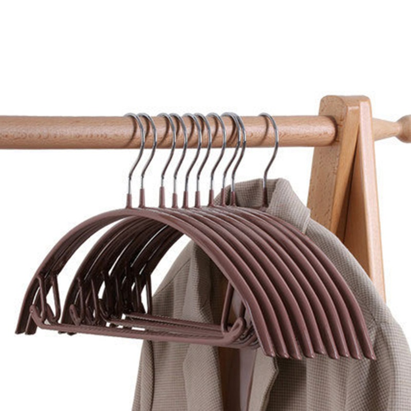 Bộ 10 Móc Treo Quần Áo Bằng Kim Loại Hình Bán Nguyệt Chống Trượt Tiện Dụng