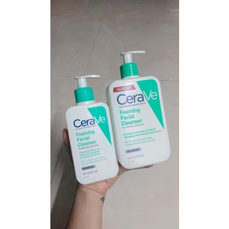 Sữa Rửa Mặt Cerave Foaming Facial Cleanser Dành Cho Da Dầu Mụn Nhạy Cảm 473ml