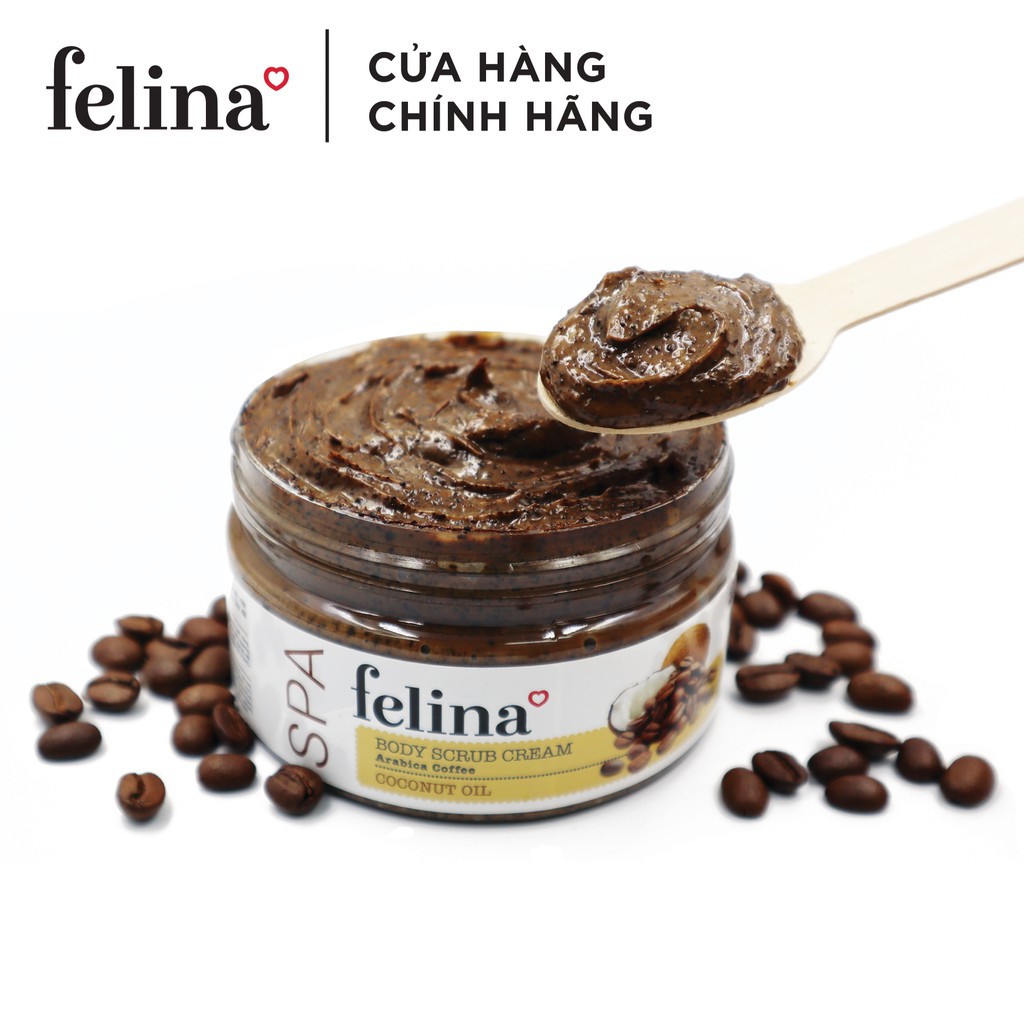 Tẩy tế bào chết Felina dạng kem 220g - Hạt cà phê và tinh dầu dừa