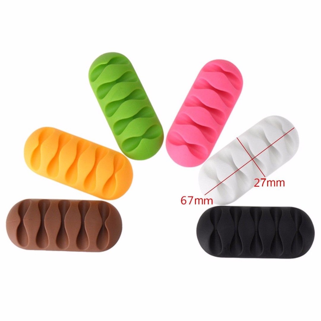 Bộ 1 / 5 Kẹp Cố Định Dây Cáp Sạc / Dây Cáp Bằng Silicone Tự Dính Gọn Gàng Sắp Xếp Gọn Gàng Cho Chuột / Tai Nghe